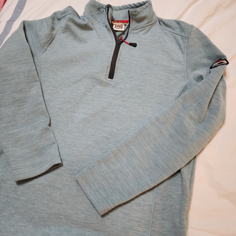 Avalanche Pullover Fleece 1/4 Zip Mens Medium Heathered TealStretch Hiking Layer